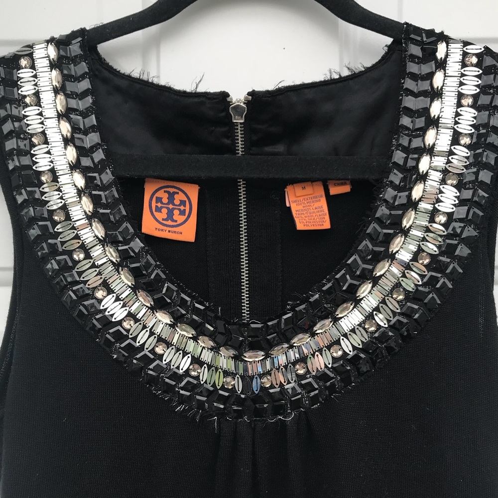 Tory Burch Merino Wool Jeweled Cocktail Dress